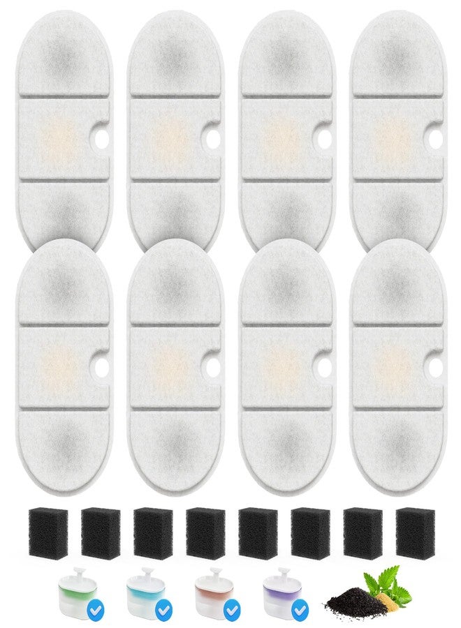 Baofum 8 Pack Cat Water Fountain Filter Replacement for PLWF002 71oz/2.1L Capsule Pet Water Fountain with 8 Pre-Filter Sponges, Pet Fountain Filter Replacement with Four Filtration System, BPA-Free - Image 1