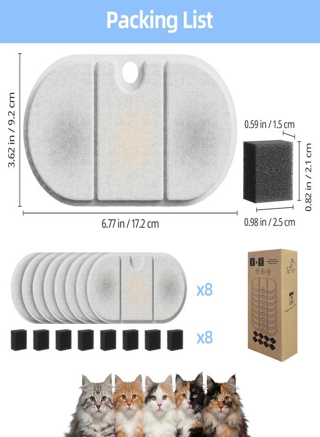 Baofum 8 Pack Cat Water Fountain Filter Replacement for PLWF002 71oz/2.1L Capsule Pet Water Fountain with 8 Pre-Filter Sponges, Pet Fountain Filter Replacement with Four Filtration System, BPA-Free - Image 5