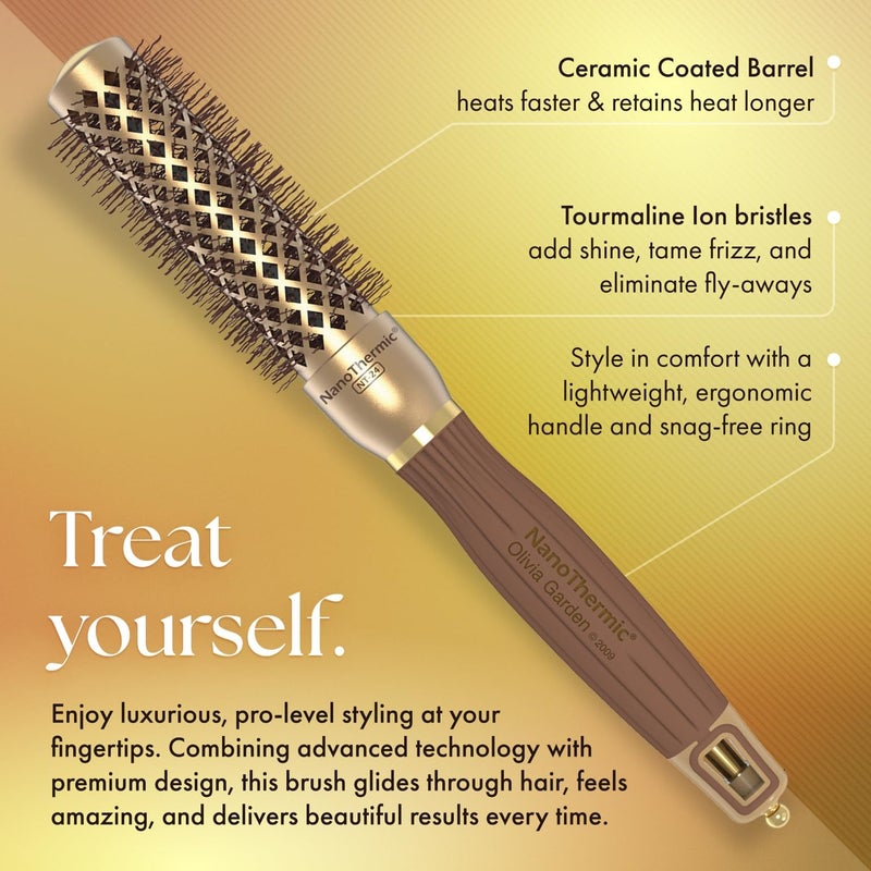 Olivia Garden NanoThermic Ceramic + Ion Round Thermal Hair Brush - Not Electrical - Professional Blowout Brush for Normal to Thick Hair - 3/4"-Diameter Barrel - NT-18 - Image 2