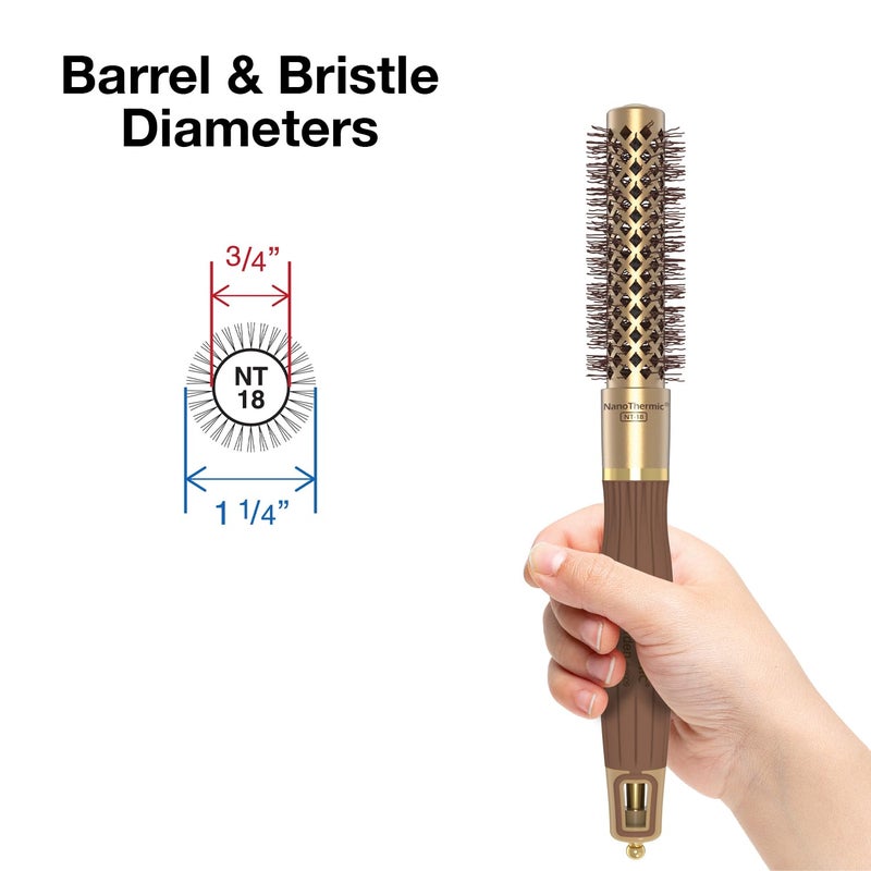Olivia Garden NanoThermic Ceramic + Ion Round Thermal Hair Brush - Not Electrical - Professional Blowout Brush for Normal to Thick Hair - 3/4"-Diameter Barrel - NT-18 - Image 1