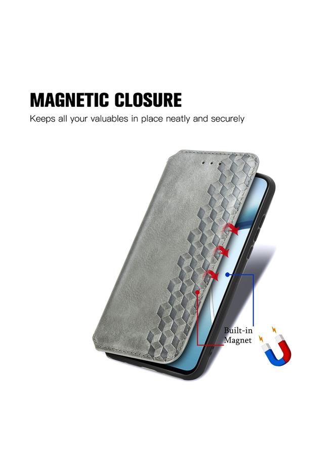 S-TOP Case For Nothing Phone 2a Plus Cubic Grid Pressed Magnetic Leather Phone Case - Image 5
