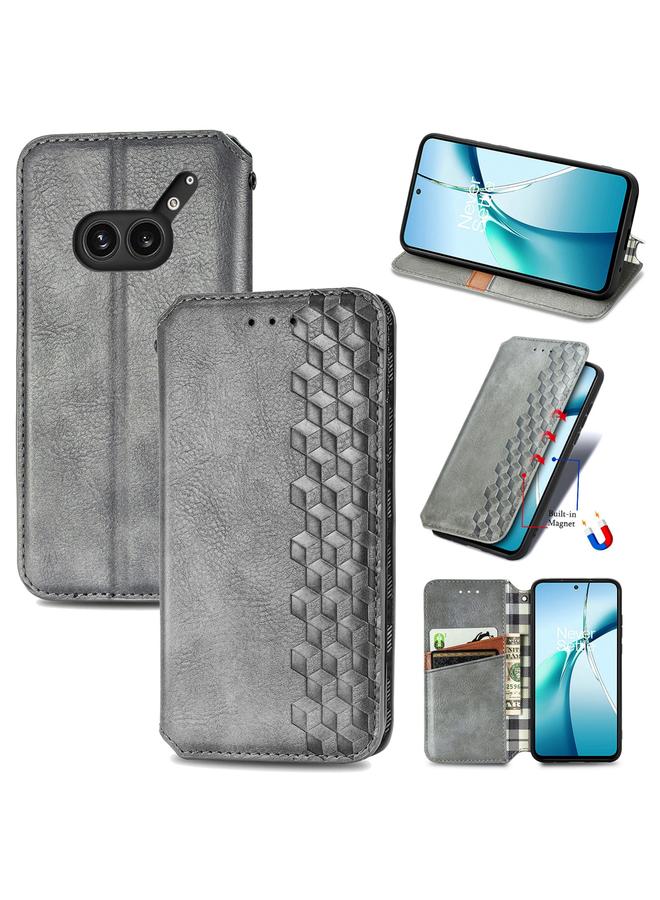 S-TOP Case For Nothing Phone 2a Plus Cubic Grid Pressed Magnetic Leather Phone Case - Image 1