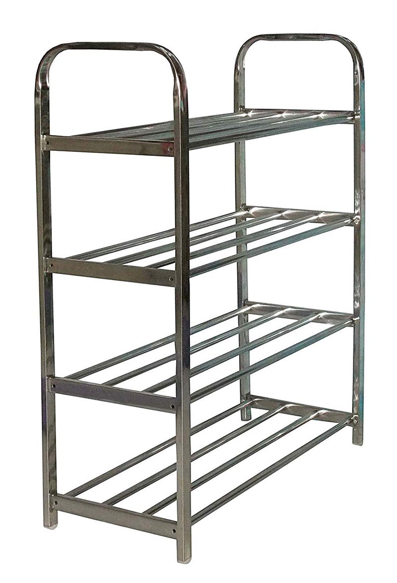 Shopper52 shopper 52.com Multi Purpose Stainless Steel Portable Folding Small Shoe Rack Storage Organizer Book Cloth Shelf Metal 4 Layer Foot Wear Storage Living Room Furniture Shoe rack - STL4SHRK - Image 3