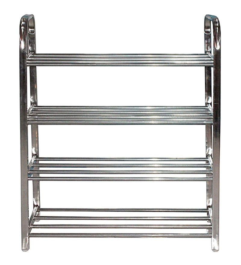 Shopper52 shopper 52.com Multi Purpose Stainless Steel Portable Folding Small Shoe Rack Storage Organizer Book Cloth Shelf Metal 4 Layer Foot Wear Storage Living Room Furniture Shoe rack - STL4SHRK - Image 2