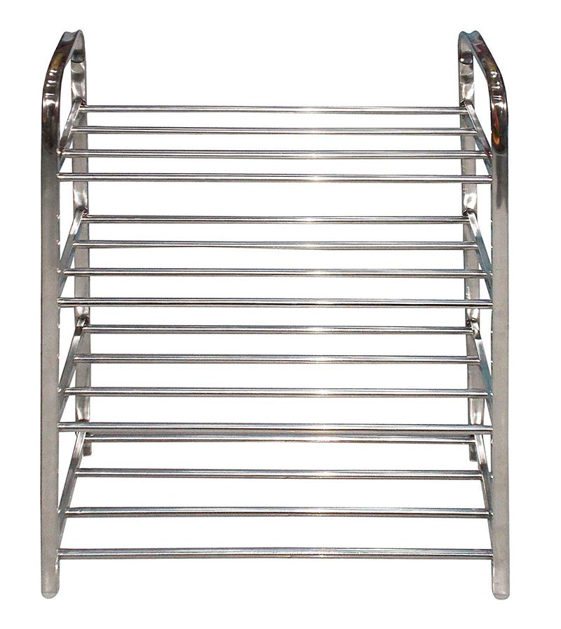Shopper52 shopper 52.com Multi Purpose Stainless Steel Portable Folding Small Shoe Rack Storage Organizer Book Cloth Shelf Metal 4 Layer Foot Wear Storage Living Room Furniture Shoe rack - STL4SHRK - Image 4