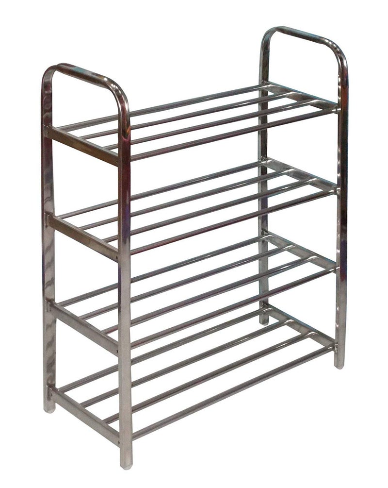 Shopper52 shopper 52.com Multi Purpose Stainless Steel Portable Folding Small Shoe Rack Storage Organizer Book Cloth Shelf Metal 4 Layer Foot Wear Storage Living Room Furniture Shoe rack - STL4SHRK - Image 1
