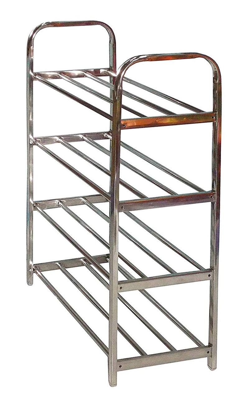 Shopper52 shopper 52.com Multi Purpose Stainless Steel Portable Folding Small Shoe Rack Storage Organizer Book Cloth Shelf Metal 4 Layer Foot Wear Storage Living Room Furniture Shoe rack - STL4SHRK - Image 5