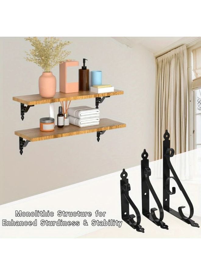 Black 4 Piece 5 91 Inch L Shaped Heavy Duty Floating Shelf Brackets - Image 3