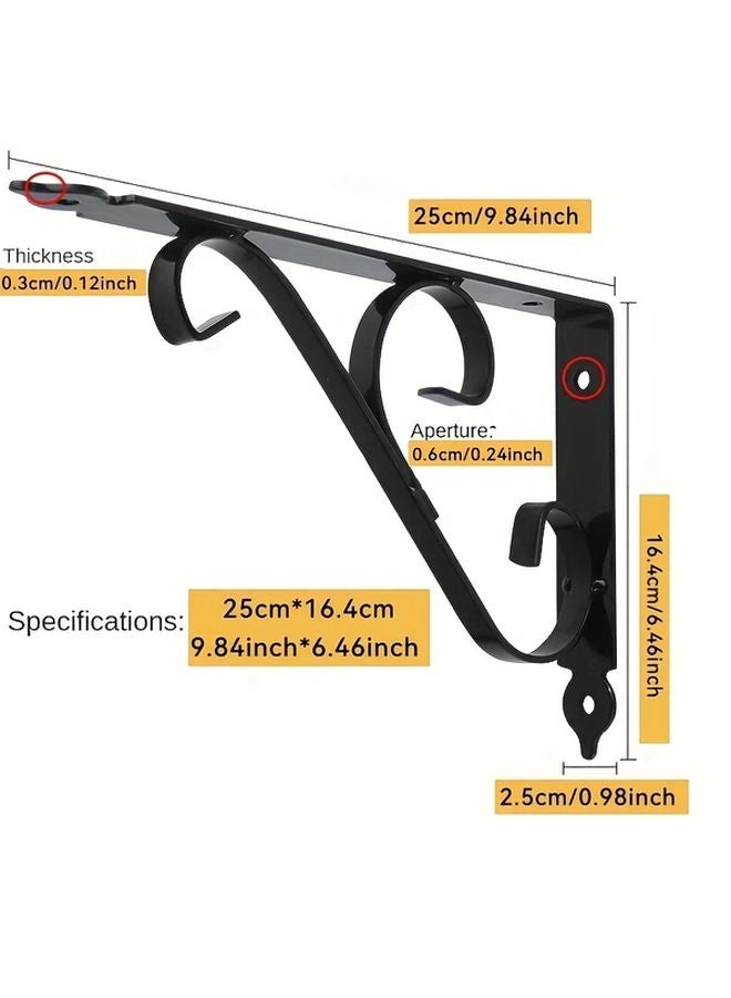 Black 4 Piece 5 91 Inch L Shaped Heavy Duty Floating Shelf Brackets - Image 5