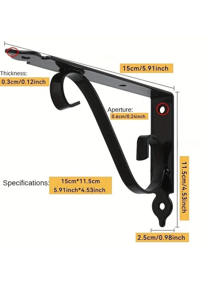Black 4 Piece 5 91 Inch L Shaped Heavy Duty Floating Shelf Brackets - Image 4