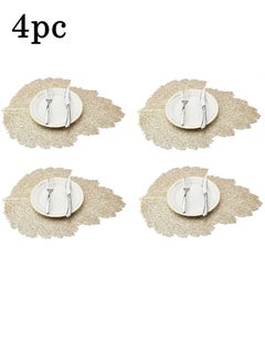4-Piece Lotus Gold Leaf Shape Hollow Table Decoration Mat/Western Food Cushion/Coffee Coaster