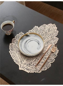 Kutis 4-Piece Lotus Gold Leaf Shape Hollow Table Decoration Mat/Western Food Cushion/Coffee Coaster  - Image 2