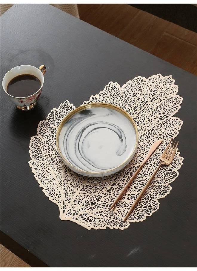 Kutis - 4-Piece Lotus Gold Leaf Shape Hollow Table Decoration Mat/Western Food Cushion/Coffee Coaster - Image 1