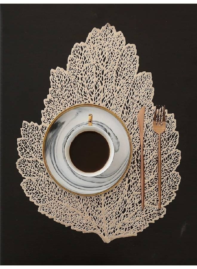 Kutis - 4-Piece Lotus Gold Leaf Shape Hollow Table Decoration Mat/Western Food Cushion/Coffee Coaster - Image 1