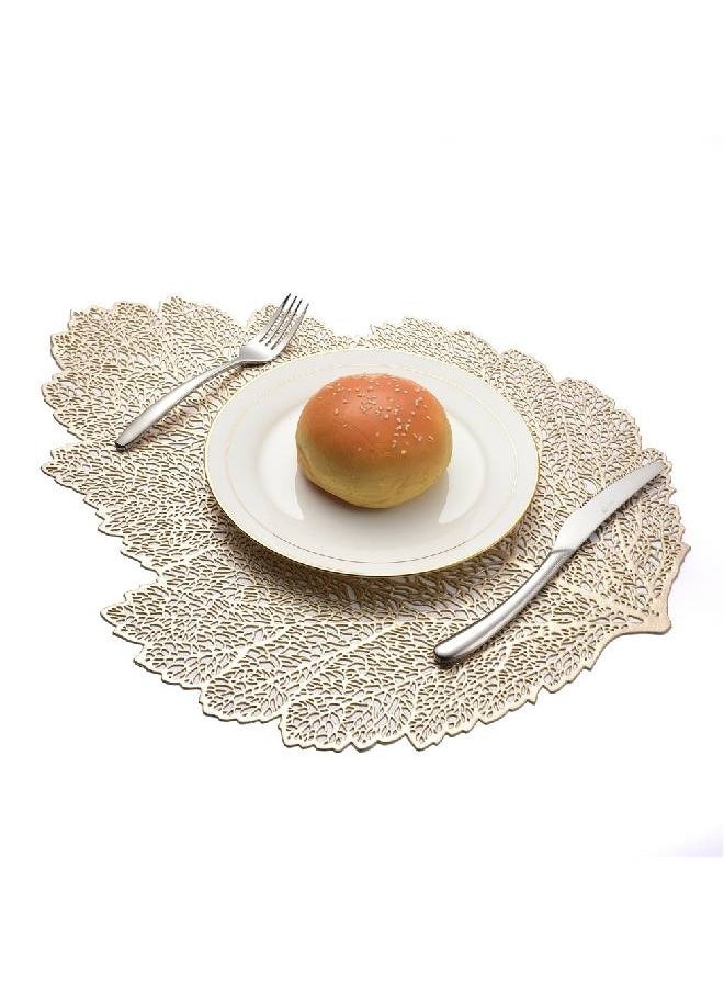 Kutis - 4-Piece Lotus Gold Leaf Shape Hollow Table Decoration Mat/Western Food Cushion/Coffee Coaster - Image 1