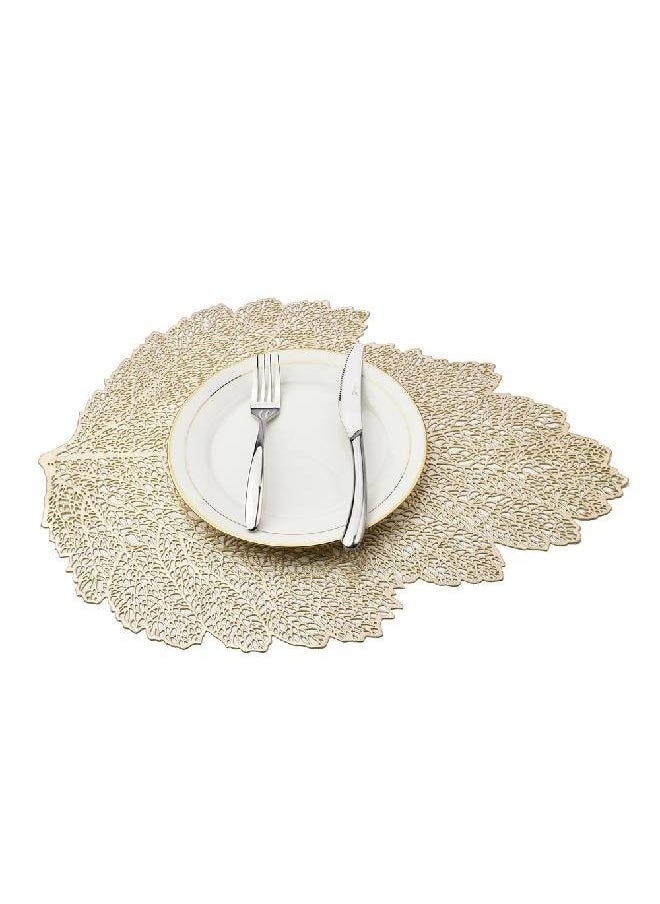 Kutis - 4-Piece Lotus Gold Leaf Shape Hollow Table Decoration Mat/Western Food Cushion/Coffee Coaster - Image 1