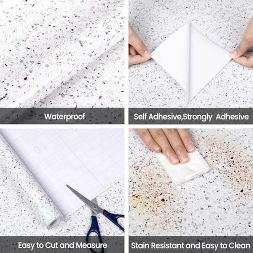 Decoroom Granite Contact Paper for Countertops, 17.7" x 118", Thickened Glossy Waterproof Peel and Stick, Self-Adhesive Marble Wallpaper for Kitchen, Bathroom, Cabinets, and Countertop Refinishing - Image 2