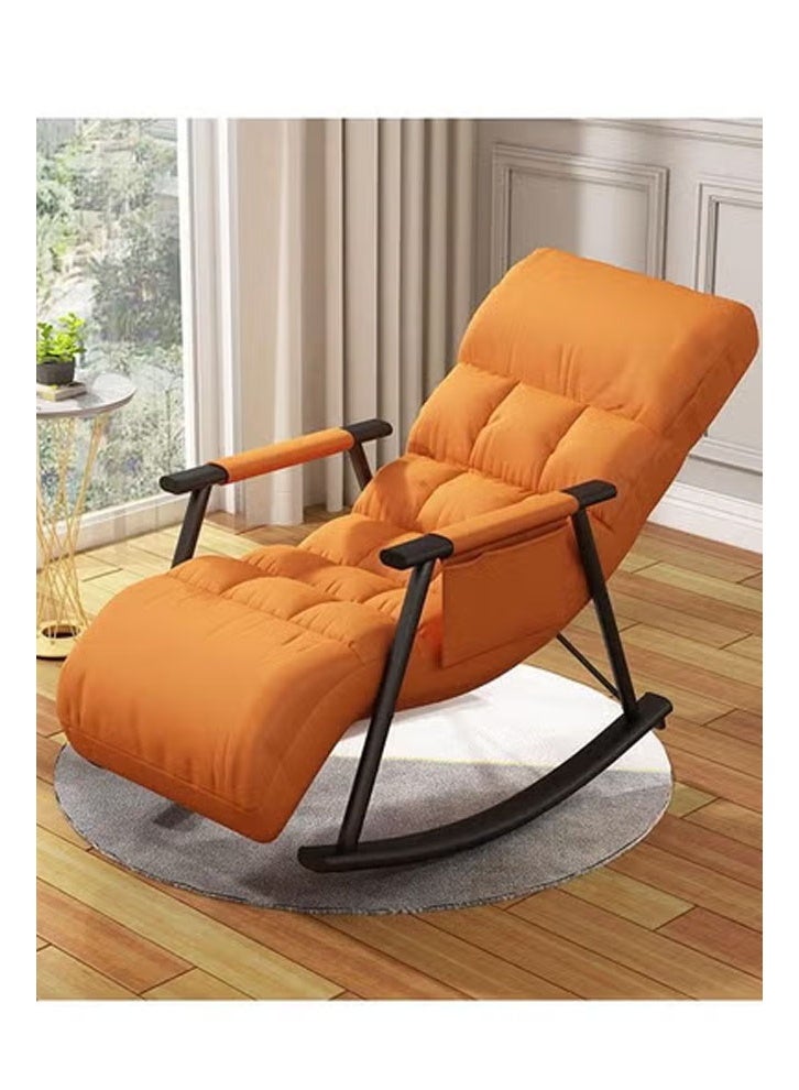 keke Rocking chair recliner upgraded version Orange Color With black legs (tech fabric + adjustable) - Image 1