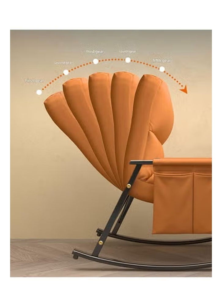 keke Rocking chair recliner upgraded version Orange Color With black legs (tech fabric + adjustable) - Image 4