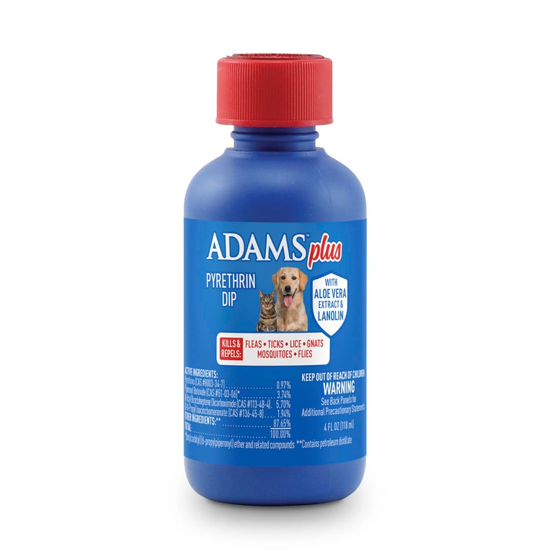 ADAMS Plus Pyrethrin Dip For Dogs and Cats, Kills and Repels Fleas, Ticks, Lice, Gnats, Mosquitoes and Flies, 4 fl oz - Image 1
