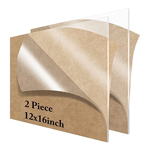 Lesnlok 2 Pieces 12" x 16"Clear Acrylic Sheet Cast Plexiglass 1/8”Thick (3mm) Plexiglass Sheet Clear Plastic Sheet, for Sign,Craft, Photo Frame, DIY Display Projects… - Image 1