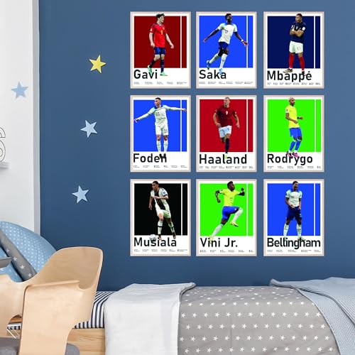 BigWig Prints Soccer Posters for Boys Bedroom - Soccer Player Posters, Erling Haaland Poster, Mbappe, Rodrygo, Gavi, Vini Jr, Saka, Foden, Musiala, Bellingham - Unframed Set of 9 (8x10”) - Image 3