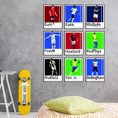 BigWig Prints Soccer Posters for Boys Bedroom - Soccer Player Posters, Erling Haaland Poster, Mbappe, Rodrygo, Gavi, Vini Jr, Saka, Foden, Musiala, Bellingham - Unframed Set of 9 (8x10”) - Image 4