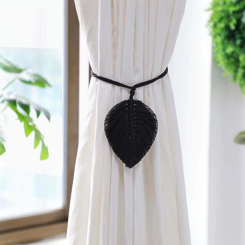 1pc Macrame A1 Handwoven Leaf Curtain Tieback Bohemian Home Decor - Image 1