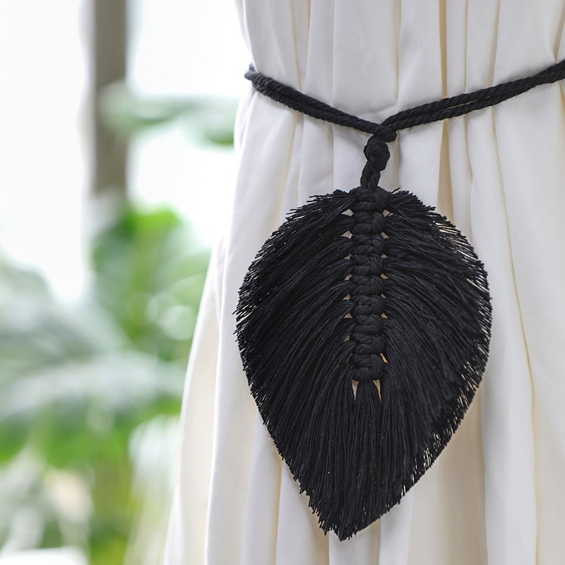 1pc Macrame A1 Handwoven Leaf Curtain Tieback Bohemian Home Decor - Image 2