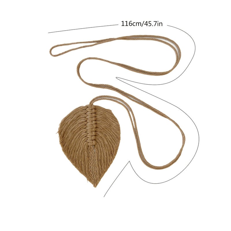 1pc Macrame A1 Handwoven Leaf Curtain Tieback Bohemian Home Decor - Image 3