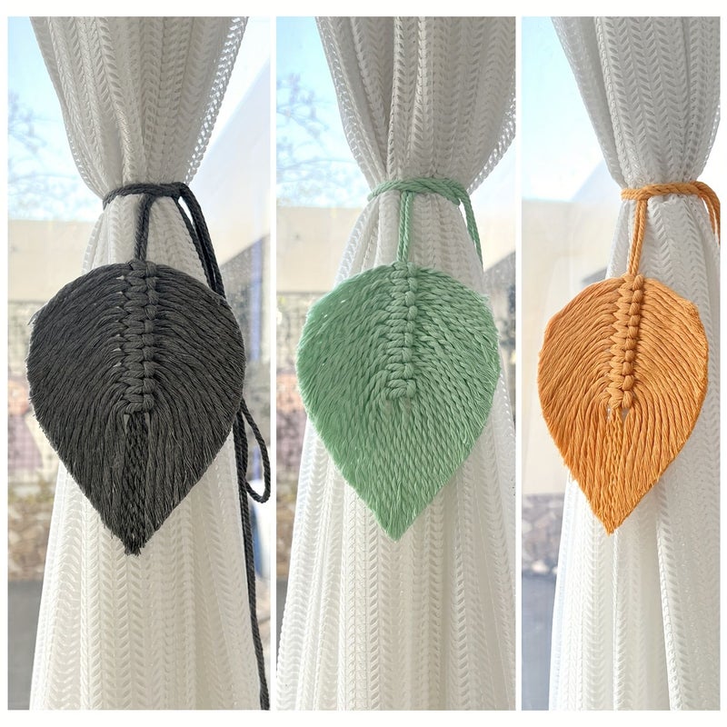1pc Macrame A1 Handwoven Leaf Curtain Tieback Bohemian Home Decor - Image 5