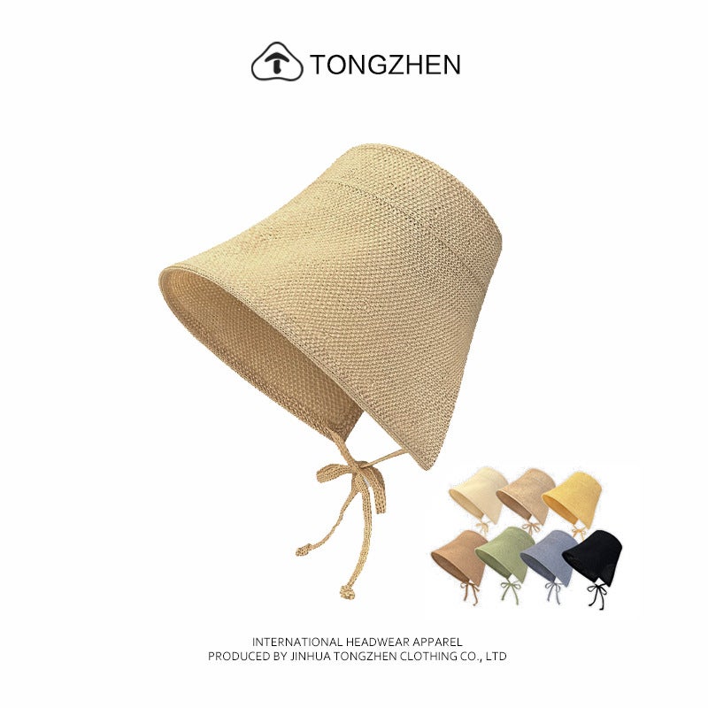 Japanese Cotton and Linen Straw Hat Women''s Summer Large Brim Cool Hat Seaside Vacation Anti-Uv Sunshade Breathable Sun Protection Hat - Image 2