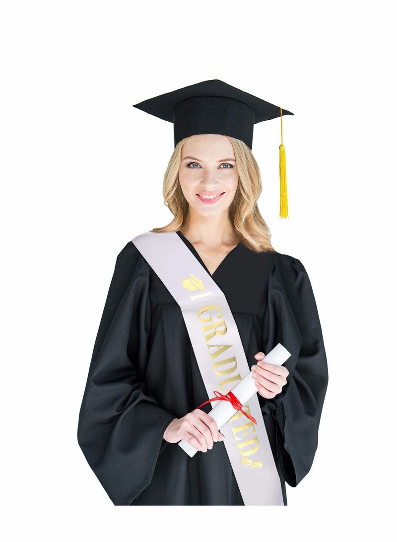 كاست ويف طقم تاج التخرج من الساتان، تاج التخرج المعدني اللامع للأميرة المتخرجة ووشاح التخرج، هدايا رائعة لديكورات حفلات التخرج... - Image 3