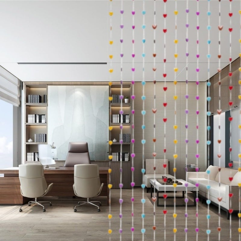 ave split Beaded Curtain Doorways Acrylic Hanging Heart shape Door Beads String Curtains Tassel Room Divider Screen Decor for Doorway Window Living Room Wedding (043heart colorful, 39 inch x 78.7 inch) - Image 5