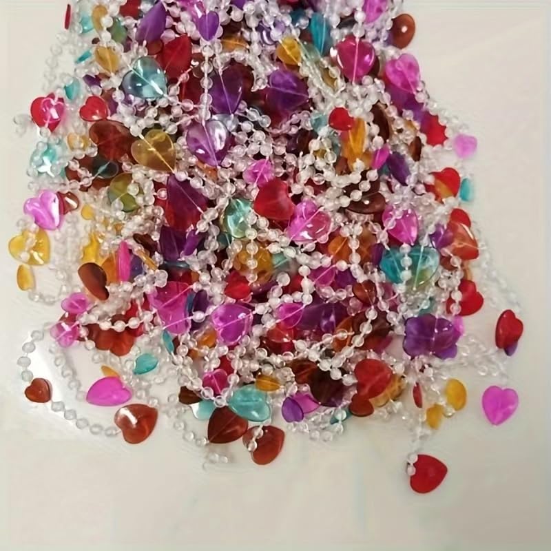 ave split Beaded Curtain Doorways Acrylic Hanging Heart shape Door Beads String Curtains Tassel Room Divider Screen Decor for Doorway Window Living Room Wedding (043heart colorful, 39 inch x 78.7 inch) - Image 2