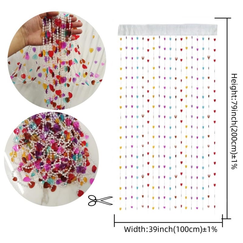 ave split Beaded Curtain Doorways Acrylic Hanging Heart shape Door Beads String Curtains Tassel Room Divider Screen Decor for Doorway Window Living Room Wedding (043heart colorful, 39 inch x 78.7 inch) - Image 4