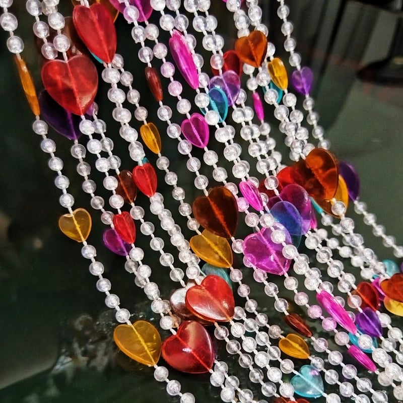 ave split Beaded Curtain Doorways Acrylic Hanging Heart shape Door Beads String Curtains Tassel Room Divider Screen Decor for Doorway Window Living Room Wedding (043heart colorful, 39 inch x 78.7 inch) - Image 1