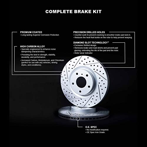 R1 Concepts Rear Brakes and Rotors| Rear Drilled Slotted Brake Rotors| Rear Disc Brake Rotors| Fits 2019-2020 Audi A3; 2019-2024 Audi Q3; 2017-2024 Audi RS3; 2015-2024 Audi S3 - Image 3