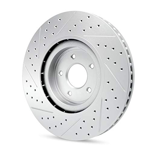 R1 Concepts Rear Brakes and Rotors| Rear Drilled Slotted Brake Rotors| Rear Disc Brake Rotors| Fits 2019-2020 Audi A3; 2019-2024 Audi Q3; 2017-2024 Audi RS3; 2015-2024 Audi S3 - Image 4