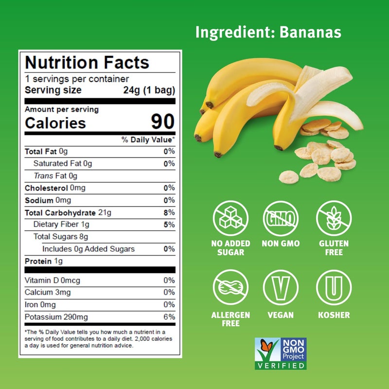 Crispy Green Natural Freeze-Dried Fruit, Banana Single-Serve, No Sugar Added, 0.85 Ounce (Pack of 12) - Image 2