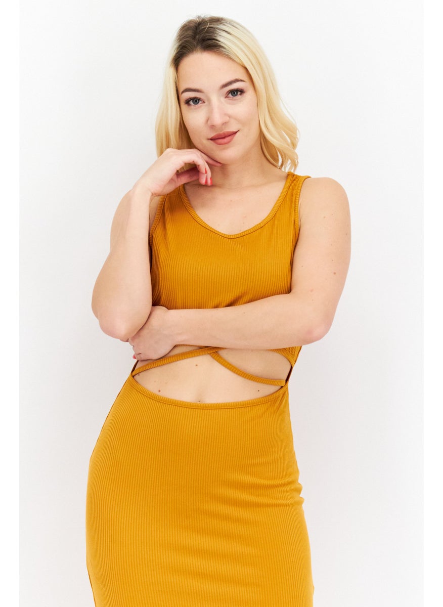 Women Ribbed Midi Casual Dress, Mustard - pzsku/ZCCADFAA8E2369C15DC67Z/45/_/1724350852/33831402-e8b8-4d4a-806d-2a72fa9dd996