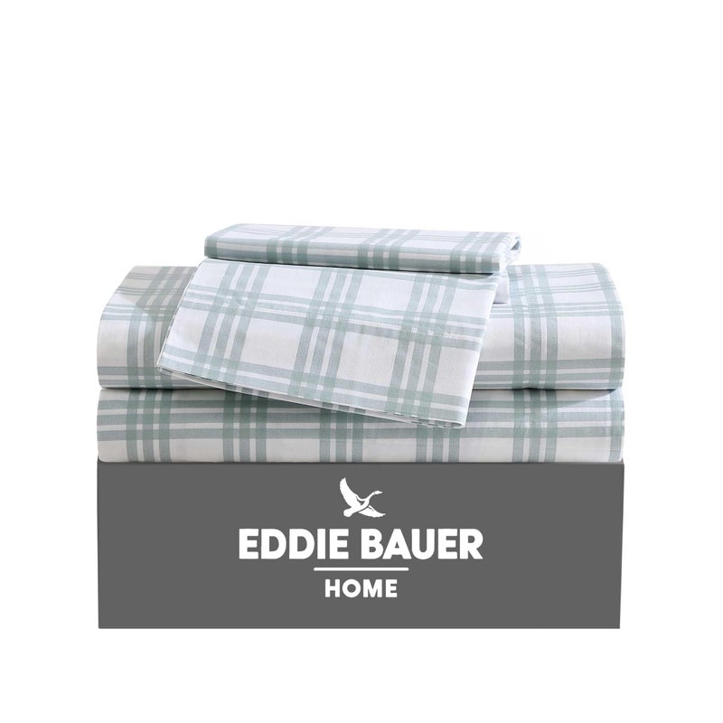 إدي بوار Eddie Bauer - أوراق كاملة من القطن بيرثالي الفراش مجموعة ديكور هش وارد للمنزل (منقوشة خضراء فاتحة) - Image 1
