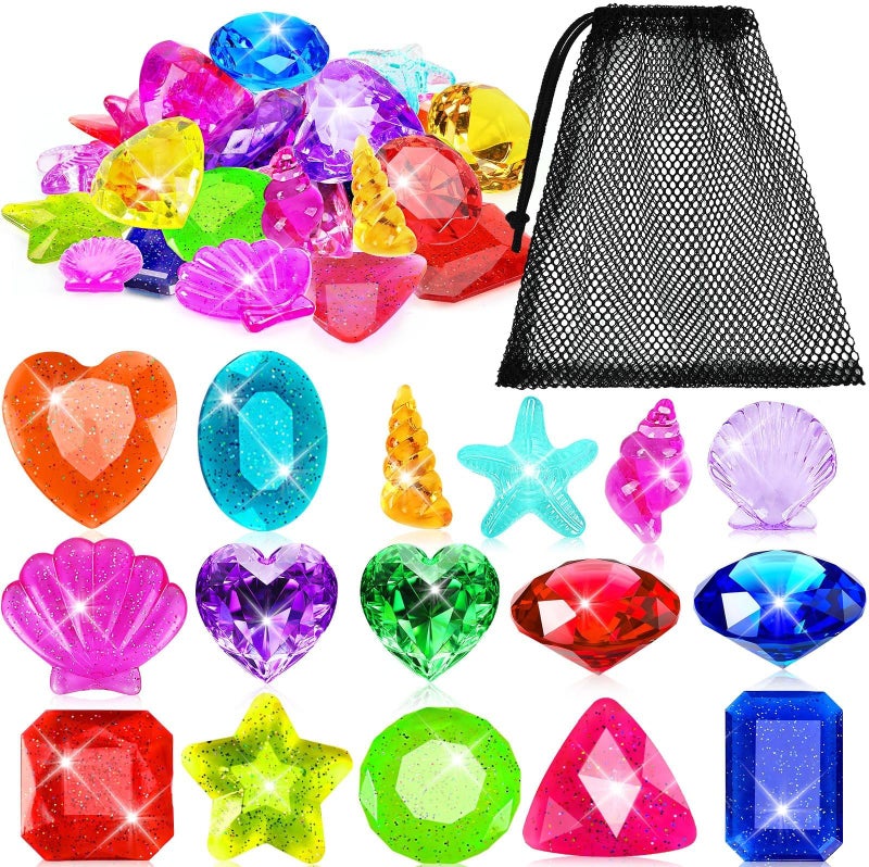 MARFOREVER 25 Pcs Diving Gem Pool Toys Big Colorful Pool Gems Pirate Treasure Diving Gems Diamond Pool Sinking Toys Underwater Gemstones for Summer Swimming Training Gift Boys Girls Pool Game Prize - Image 3