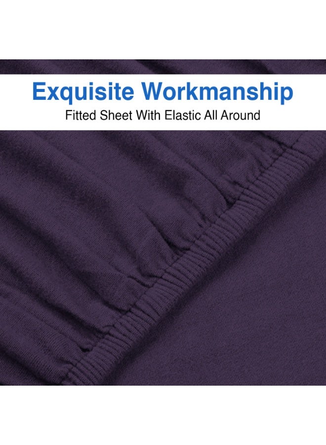 Lavish Touch Thread Count - 100% Cotton Double Brushed Flannel Sheet Set - 170 GSM Heavyweight, Deep Pockets, Pre-Shrunk & Anti-Pill, All Around Elastic – Queen -  Eggplant - Image 4
