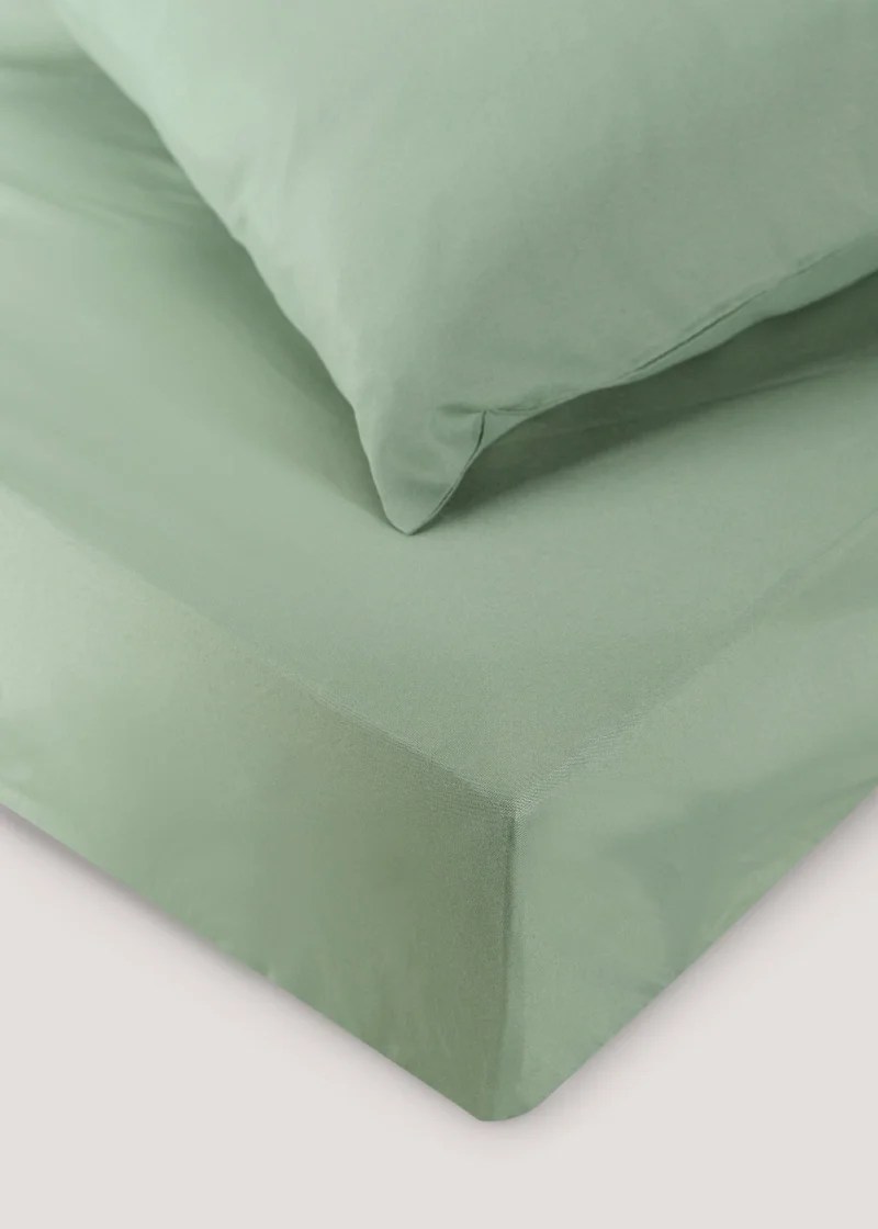 Matalan Light Green Super Soft Fitted Bed Sheet & Pillowcase Bundle
