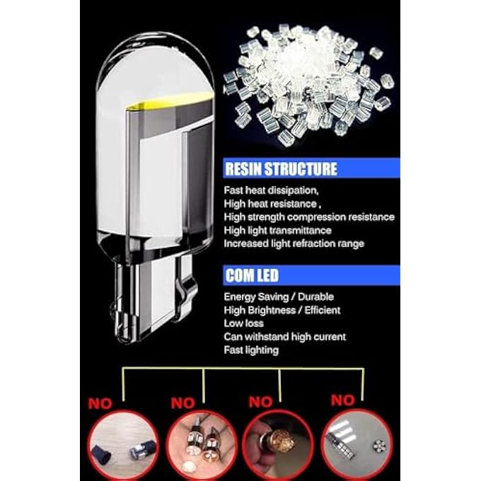 أكس سبرينج لمبات ليد 30 قطعة 6000 كلفن لمبات ليد بيضاء من نوع Cob W5W T10 مصابيح بديلة فائقة السطوع لمصابيح لوحة ترخيص السيارة ومصابيح المواضع وأضواء الخريطة الداخلية - Image 4