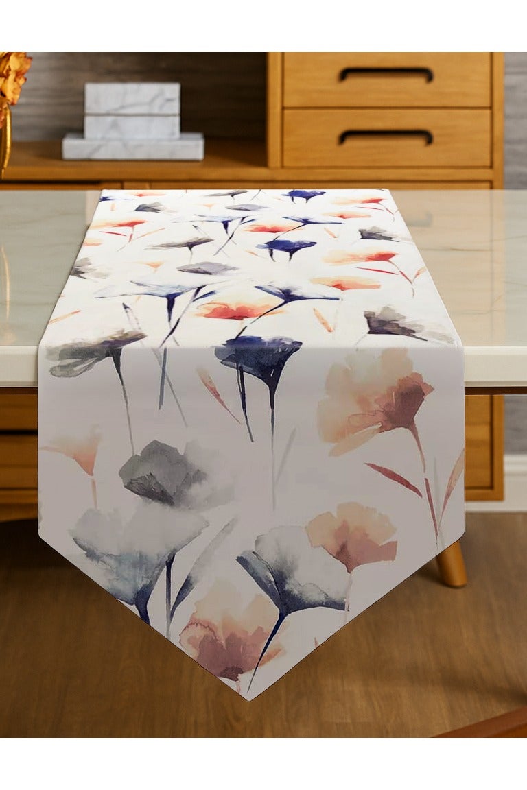  انتكس بيت الستائر مفرش طاولة مخملي من الكتان - طرف على شكل حرف V - قماش أنيق لغرف المعيشة وديكور المنزل - فائق النعومة ومقاوم للتجاعيد - قطعة واحدة - Image 1