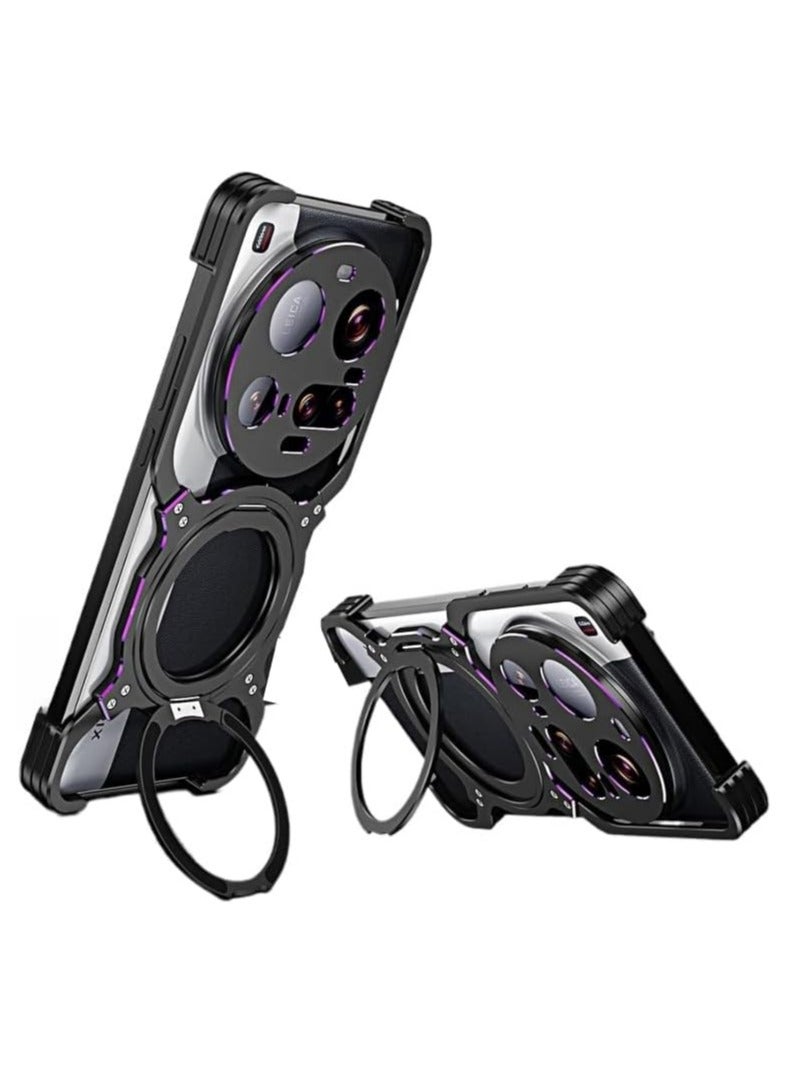 general Shockproof Case Compatible with Xiaomi 15 Ultra with 360° Rotating Stand and Shockproof Heat Dissipation Metal Case for Xiaomi 15 Ultra