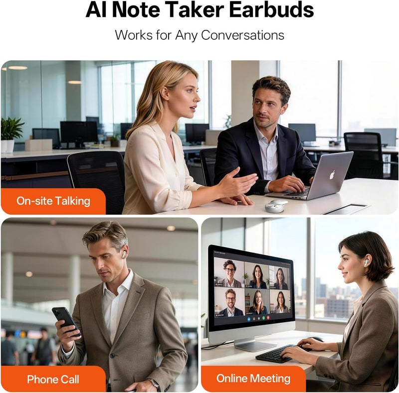 Viaim RecDot Voice Recorder Headphones: Professional AI for Meetings, Calls and Conferences. Transcribe & Summarize, 78 Languages, 48dB Hybrid ANC AI Assistant for Deep Work, AES-256 - Image 2