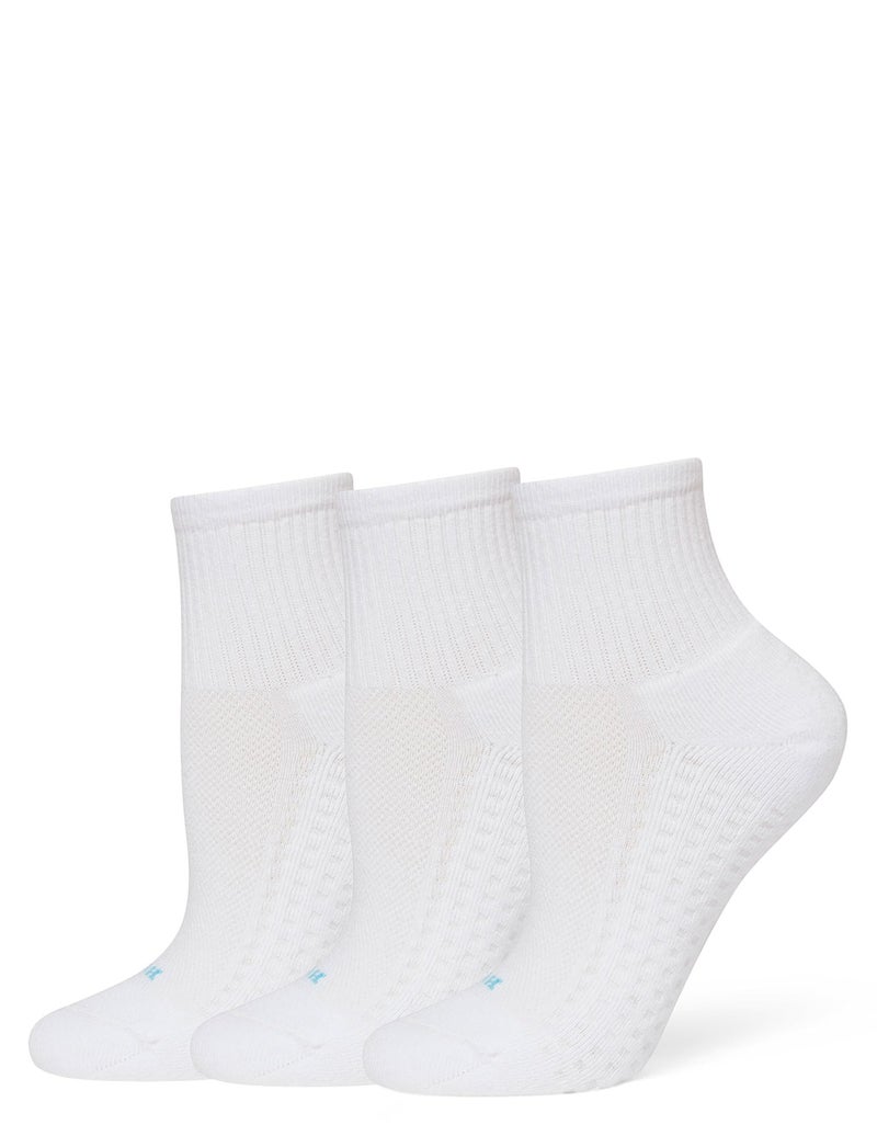 HUE womens Hue Women's Air Cushion Mini Crew Sport Socks, 3 Pair Pack casual socks, White, One Size US - Image 1